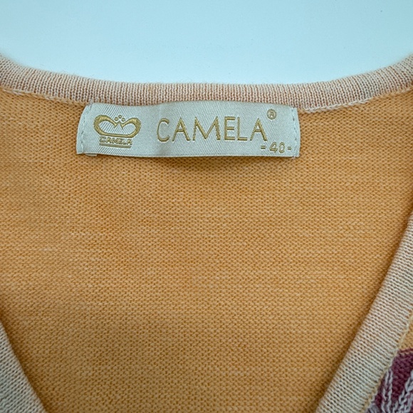Camela Wool Blend Raised Geometric Knit Top Size 40 (M) – Pink, Peach & Burgundy - Picture 5 of 11
